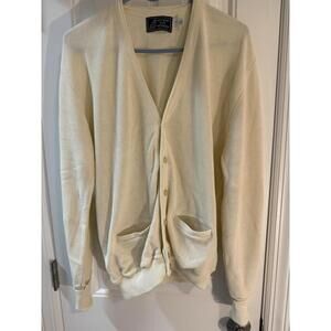 Peconic Bay Traders Cardigan Sweater Cream Men’s Size XL Vintage Grandpa
